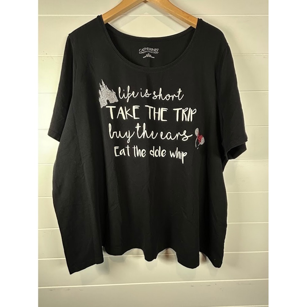 Catherines Suprema Collection Black Disney Vacation Graphic Tee 2X 22/24W